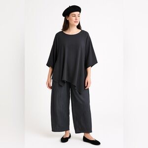 Spirithouse Wide Leg Cropped Pants Charcoal Gray S barrel leg large lagenlook